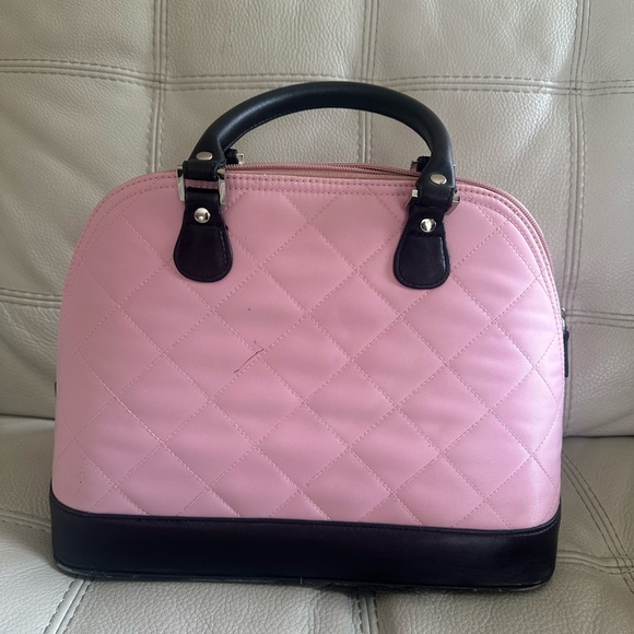 My Flat in London Pink and Black Quilted Satchel - Picture 3 of 5